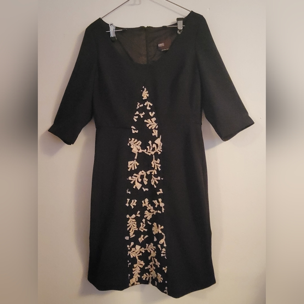 Bibhu Mohapatra Black Dress with 3D Floral Embellishment & Beading – Made in NYC